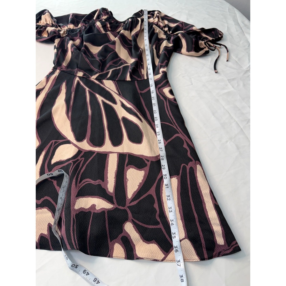 Ted Baker Gilliaa Abstract Print Fit n Flare Mini Dress Puff Sleeves Whimsigoth - Picture 11 of 12